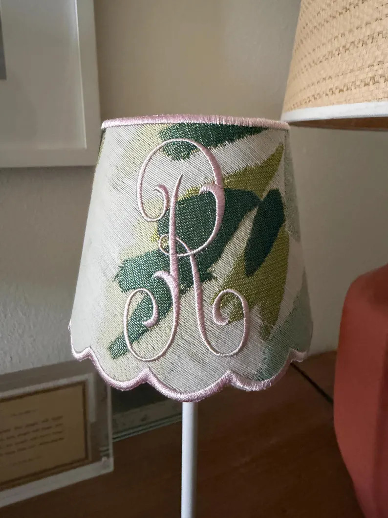 Monogrammed Lamp Shade for Cordless Rechargeable Lamps, Custom Embroidery, Mahjong Lamp | Etsy (Global)