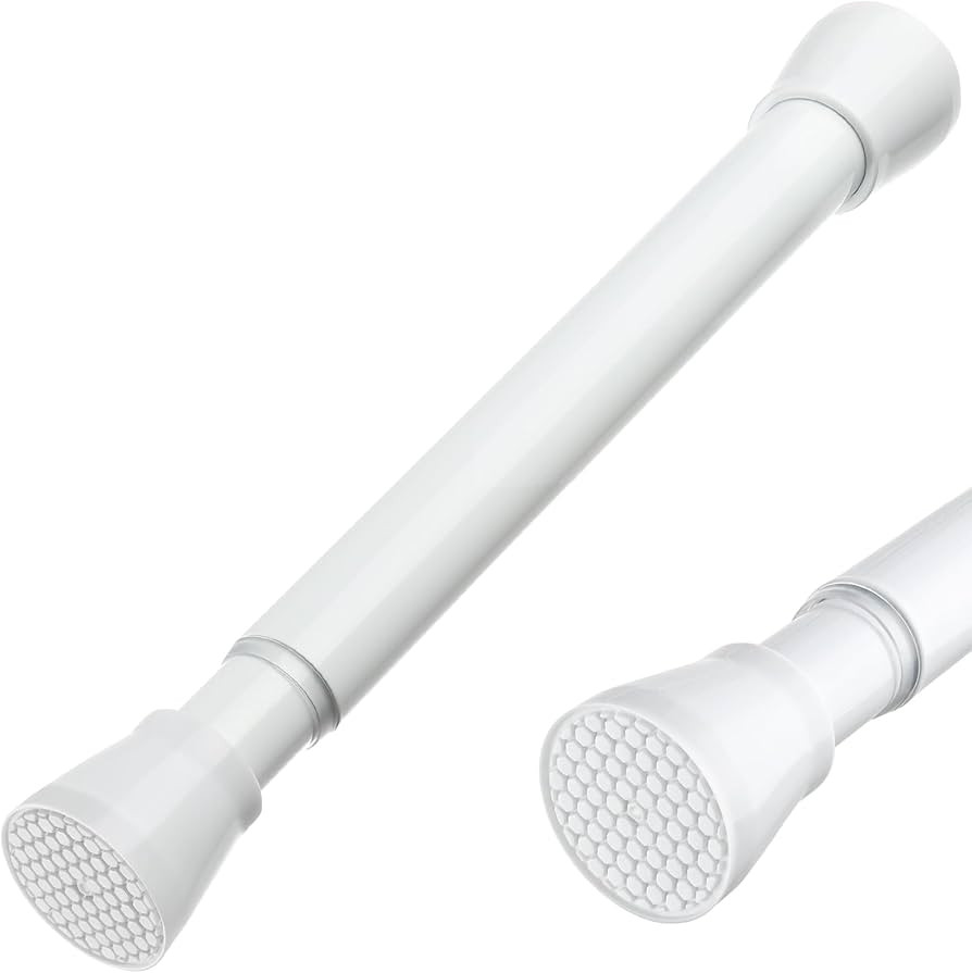 White Tension Rod 18 To 28 Inch Spring Curtain Rod Adjustable Short Curtain Rod No Drilling Short... | Amazon (US)