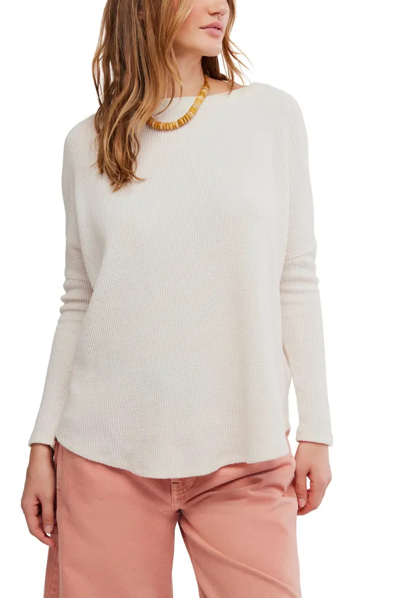 Free People Latte Blue Oversize Thermal Top (Women) | Nordstrom | Nordstrom