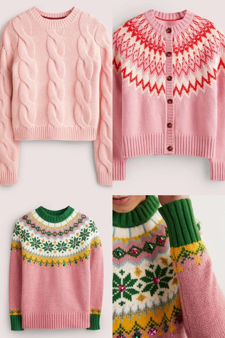 Pink festive fair isle holiday sweaters and new arrivals from Boden 

#LTKHoliday #LTKSeasonal