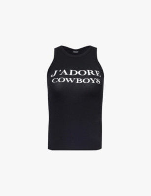 J'adore Cowboys logo-print stretch-cotton top | Selfridges