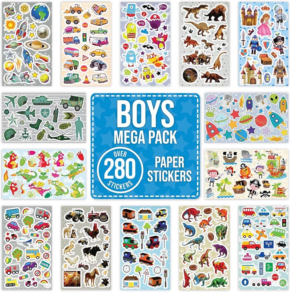 Boys Children Stickers for Scrapbooking, Crafting, Decorating - Over 280 Self Adhesive Paper Stic... | Amazon (UK)