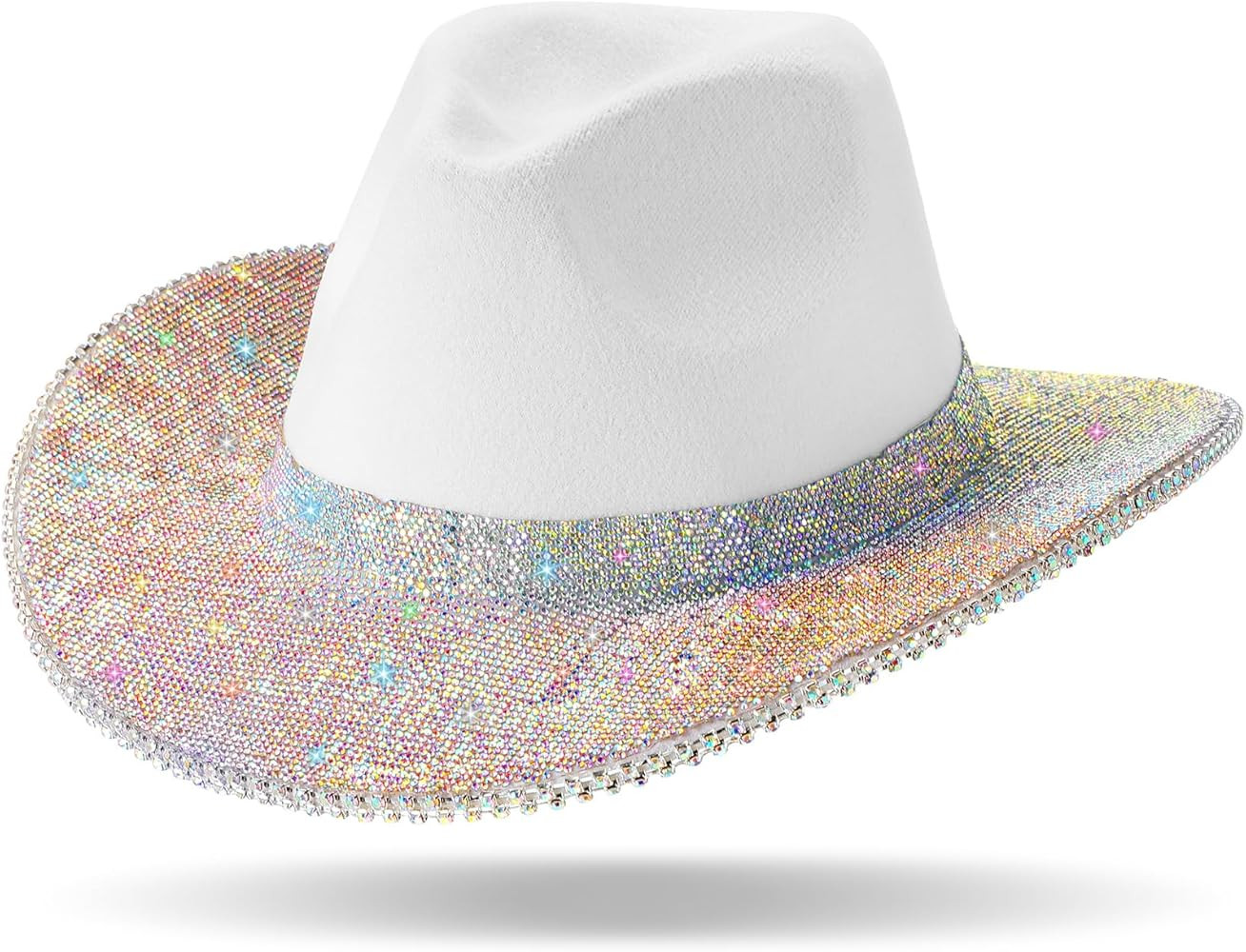 Hercicy Glitter Rhinestone Western Hat White Bling Cowboy Cowgirl Hat Wide Brim Rhinestone Cowboy... | Amazon (US)