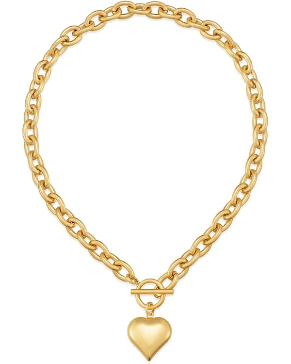 CLASSYZINT 18K Gold Plated Coin Lion Head Pendant Necklace Chunky Paperclip Choker Necklace For G... | Amazon (US)