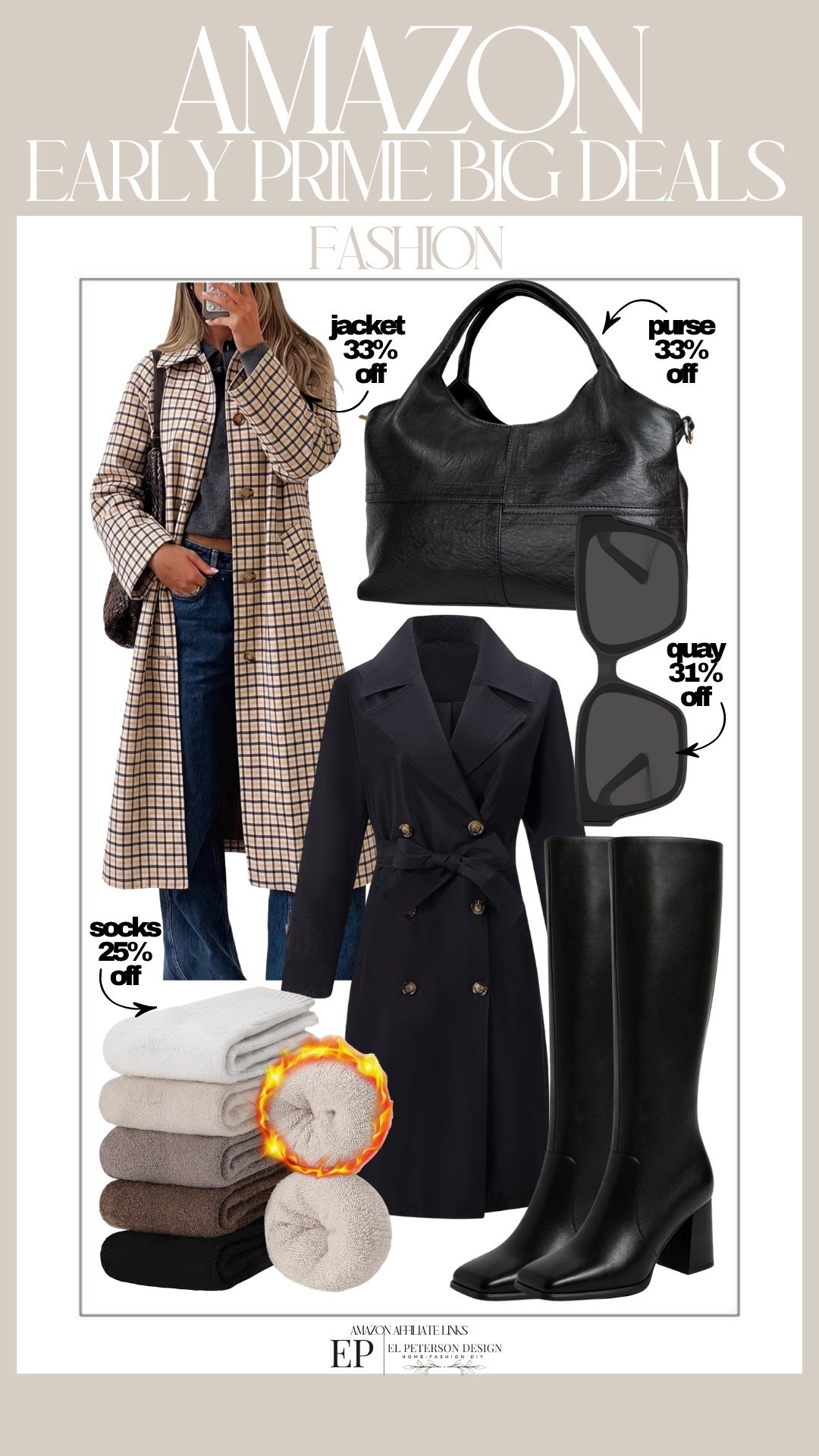 Amazon
Early Prime Big Deals
Jackets
Purse
Sunglasses 
Socks
Knee high boots

#LTKSaleAlert