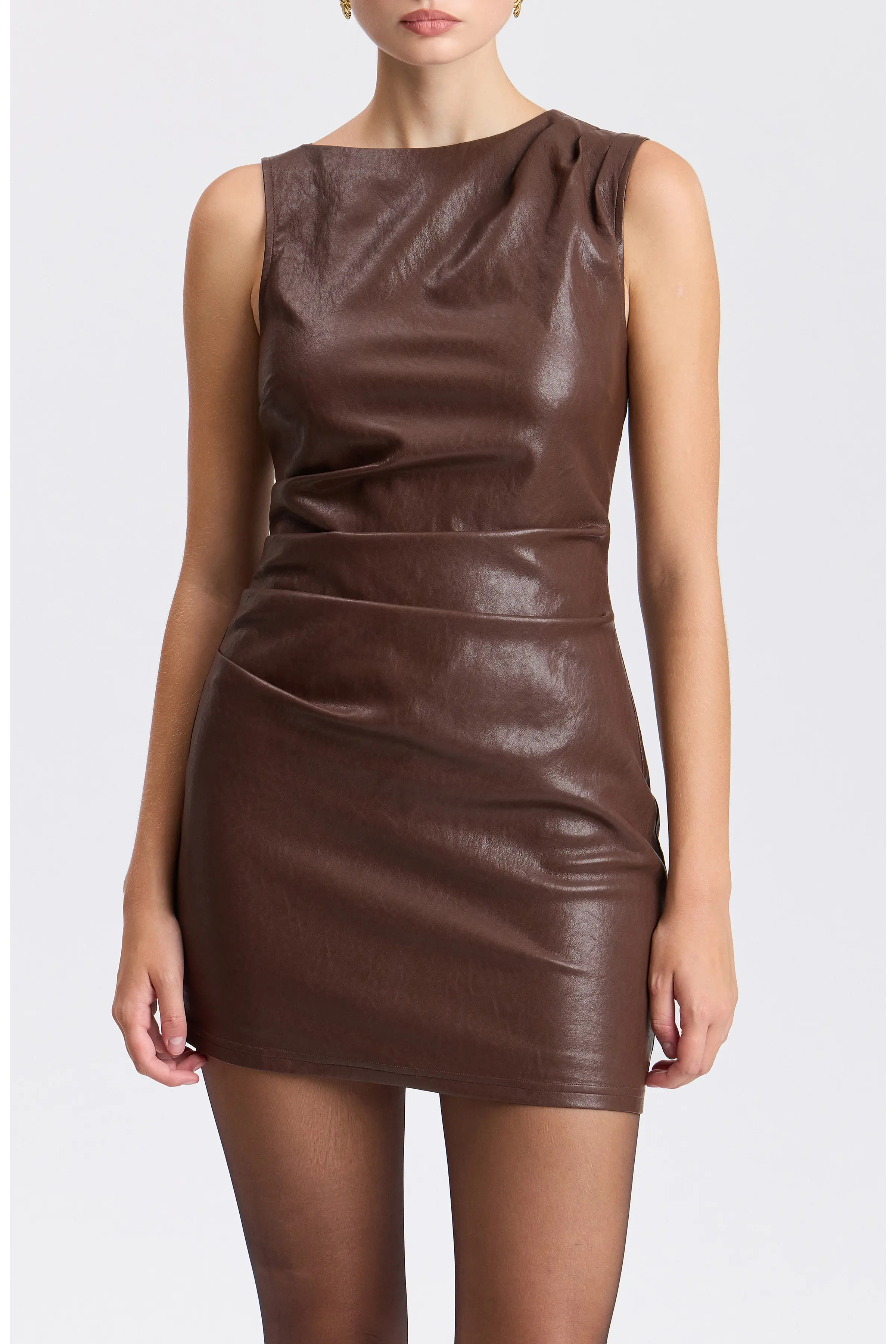 Avec Les Filles Ruched Faux Leather Minidress (Women) | Nordstrom | Nordstrom