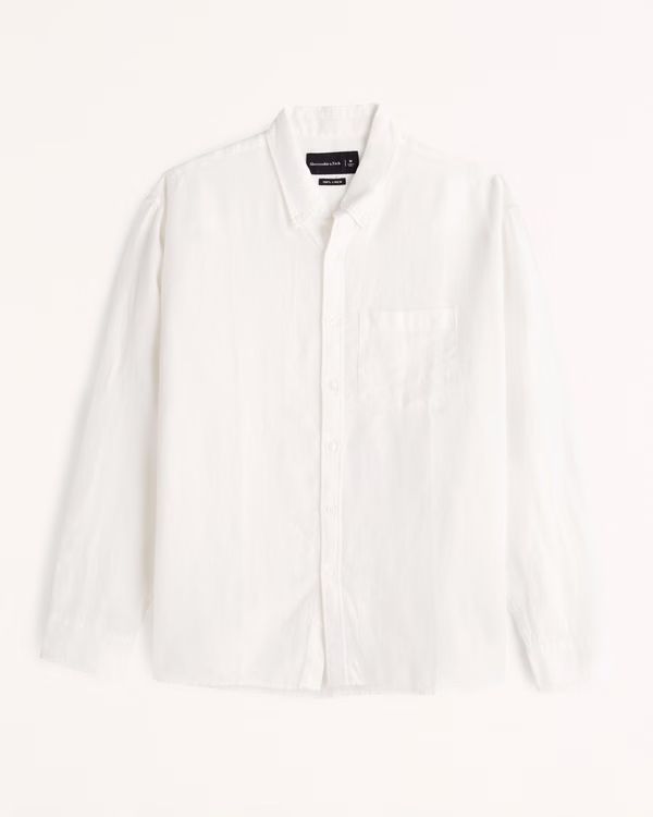 Men's Linen Button-Up Shirt | Men's Clearance | Abercrombie.com | Abercrombie & Fitch (US)