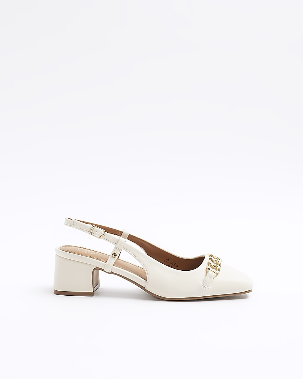 Cream chain sling back heeled court shoes | River Island (UK & IE)