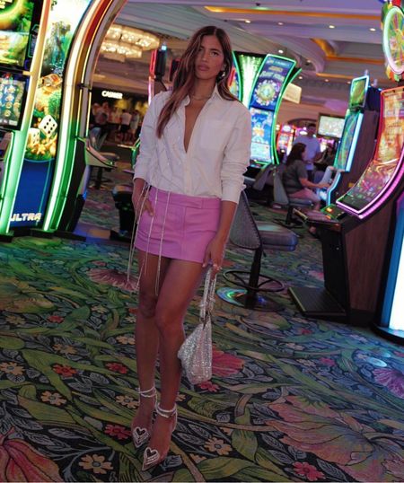Love this outfit from a night out in Vegas!🪩 Obsessed with the mini skirt & button down combo 

#LTKstyletip #LTKitbag #LTKshoecrush