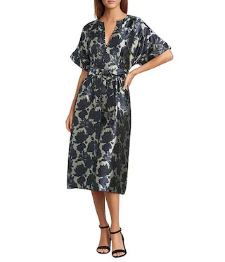 Evelyn Floral Jacquard Midi Dress | Dillard's