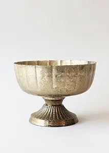 Afloral Distressed Gold Metal Compote Bowl - 8" Wide | Amazon (US)