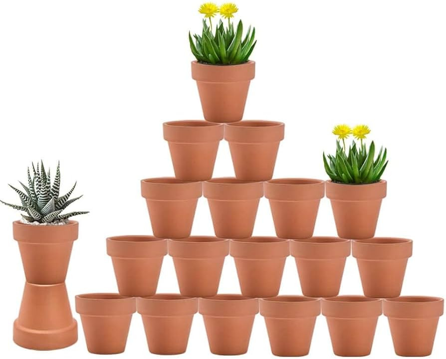 vensovo 3 Inch Terra Cotta & Terracotta Pots with Drainage - 20 Pack Clay Flowerpots, Succulent N... | Amazon (US)
