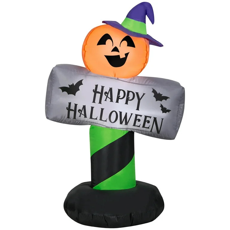 Airblown Inflatables Happy Halloween Sign w/ JOL - Walmart.com | Walmart (US)
