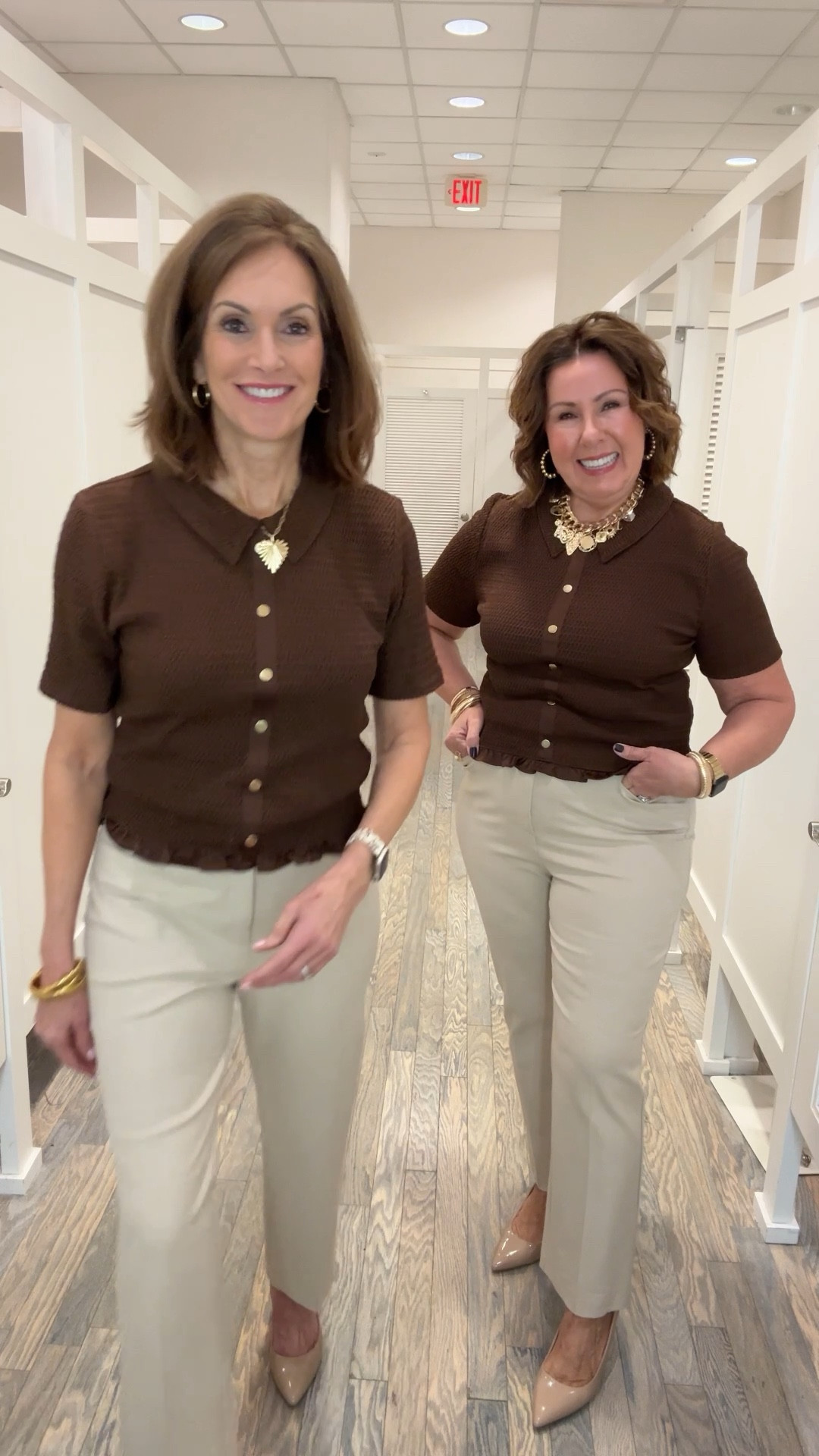 Neutrals for spring 

Tops - L & XL
Pants - 8 & 14 (available in petite/reg/tall). We are both wearing regular 

Workwear
Teacher 
Spring transition 

#LTKStyleTip #LTKWatchNow #LTKWorkwear