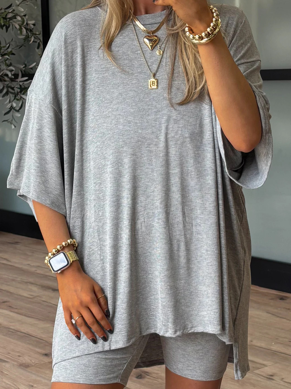 Novi Ribbed Tee + Shorts Set | Grey | +Plus Available | RESTOCK | Talulah