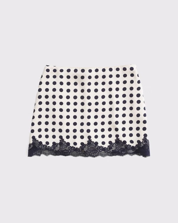 Women's High Rise Satin Lace-Hem Mini Skirt | Women's Clearance | Abercrombie.com | Abercrombie & Fitch (US)