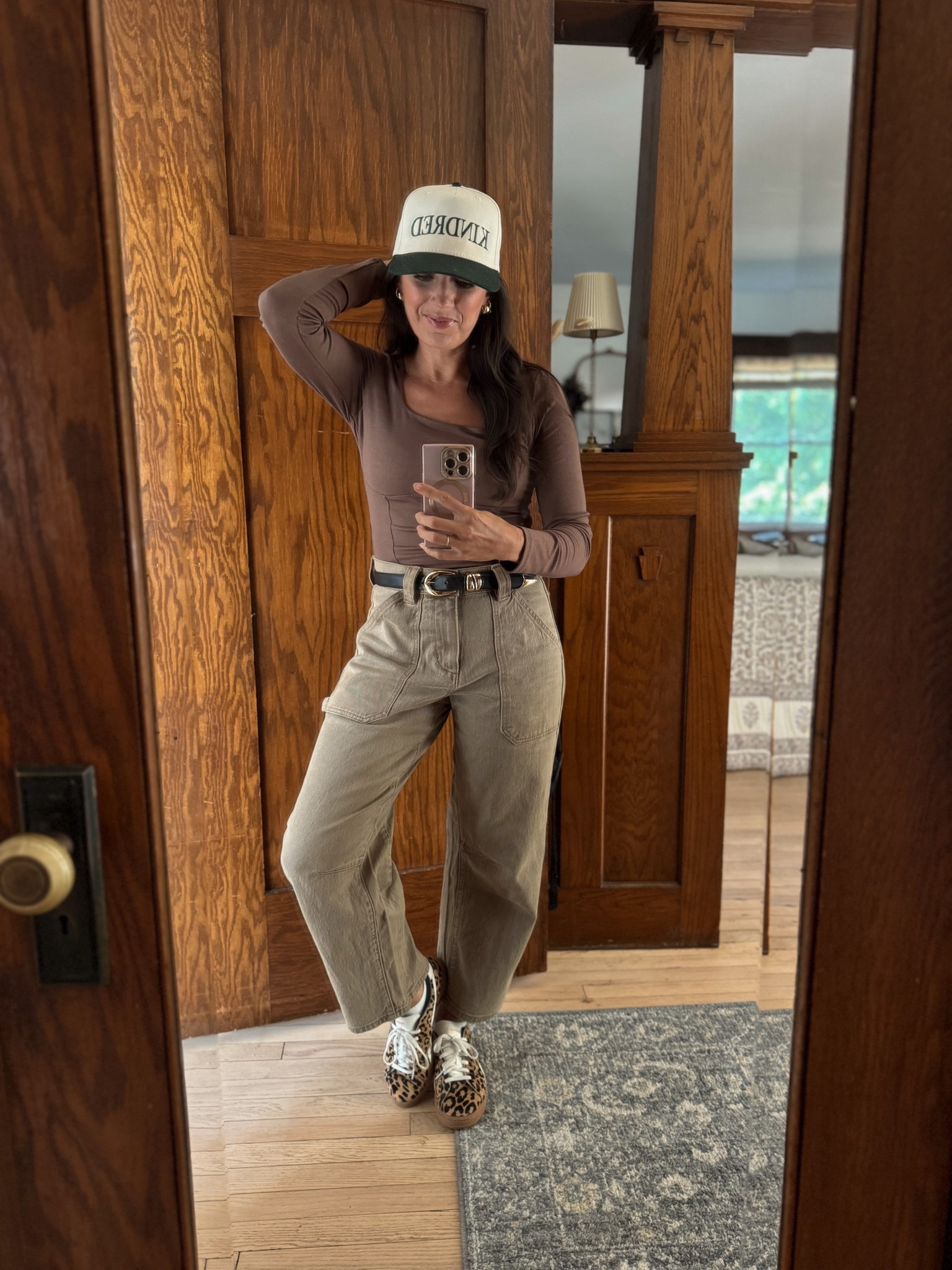 Laid-back but still pulled together 🤎 A fitted square-neck top tucked into wide-leg utility pants, cinched with a classic belt for a little polish. I threw on my Kindred cap (because sometimes a hat day just wins 🙌) and added leopard sneakers for the perfect pop of fun.

#LTKSeasonal #LTKFindsUnder100 #LTKStyleTip