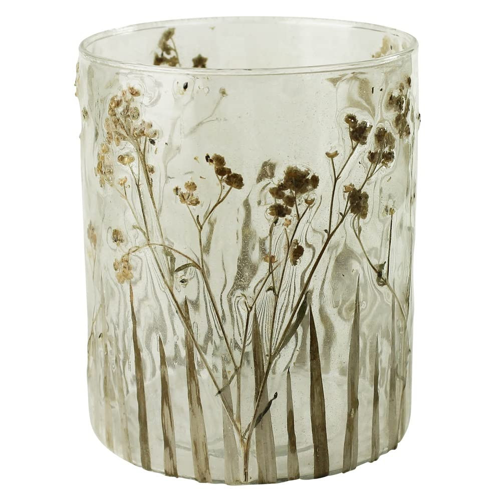 HomArt Medium Enameled Prairie Grass Hurricane Candleholder, 5-inch Height, Glass | Amazon (US)
