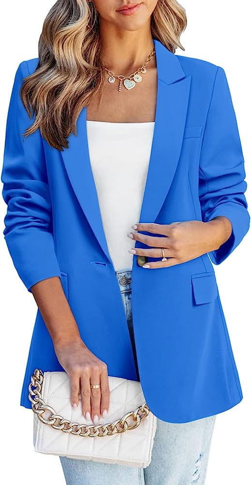 CHICZONE Womens Casual Blazers Long Sleeve Open Front Button Slim Work Office Business Blazer Sui... | Amazon (US)