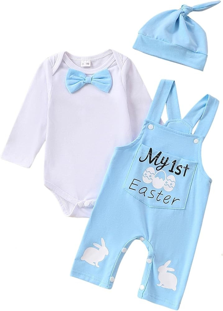Newborn Baby Girl Boy Easter Clothes Cute Gentle Romper Top Overall Pant Newborn Infant 2 Pieces ... | Amazon (US)