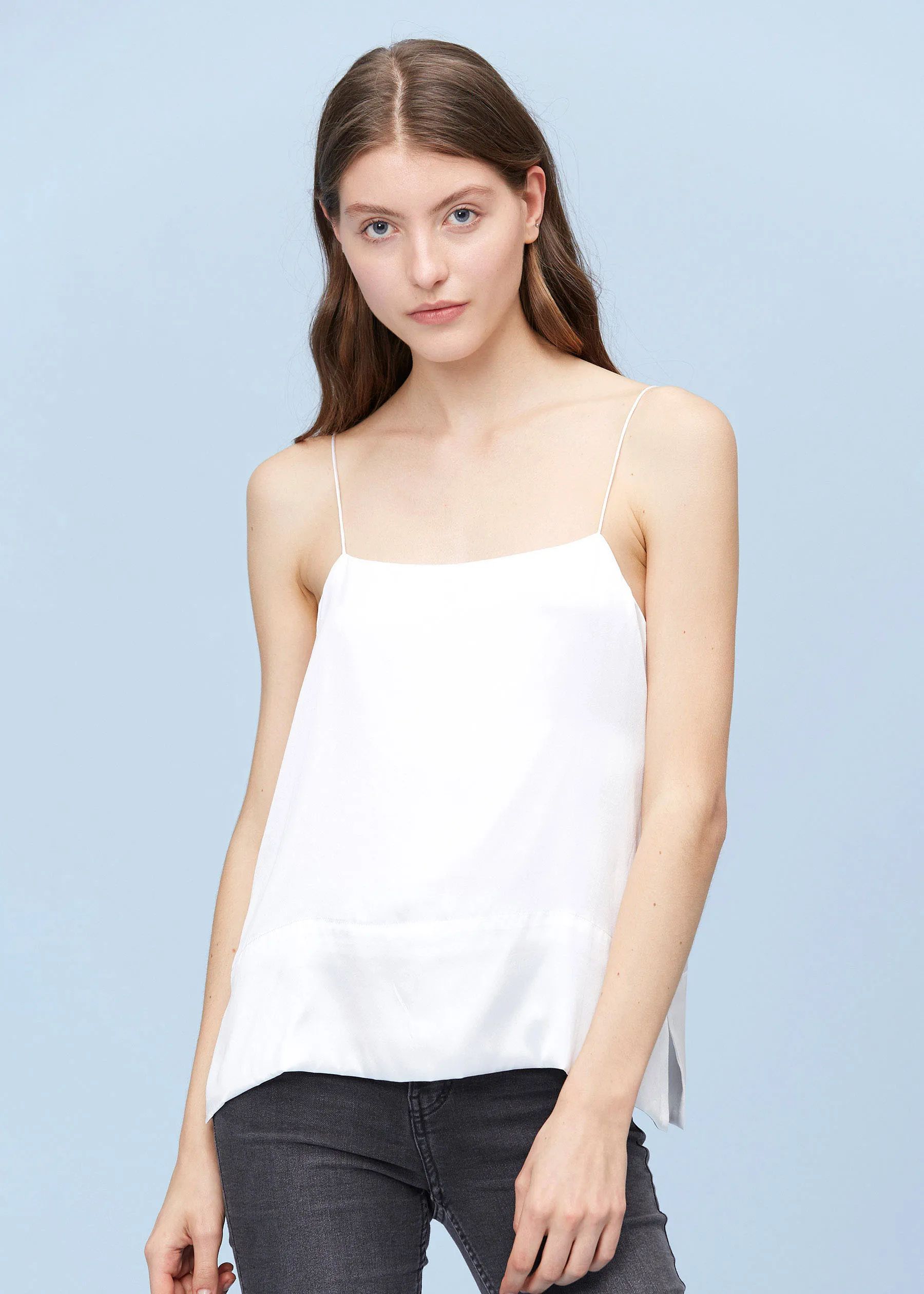 Casual Flat Neck Loose Silk Camisole | LilySilk