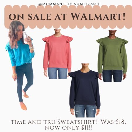 Walmart sweatshirt on sale! Sized up to a M, but didn’t need to! 

#LTKsalealert #LTKunder50 #LTKstyletip