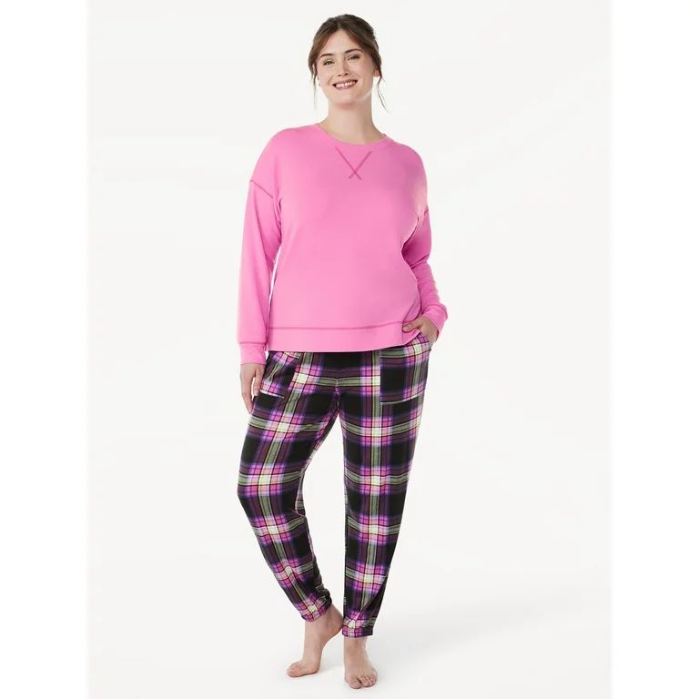Joyspun Women's French Terry Sleep Top with Long Sleeves, Sizes XS to 3X | Walmart (US)