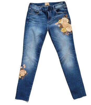 Driftwood Jackie Skinny Floral Rose Embroidered Jeans 27 | eBay US