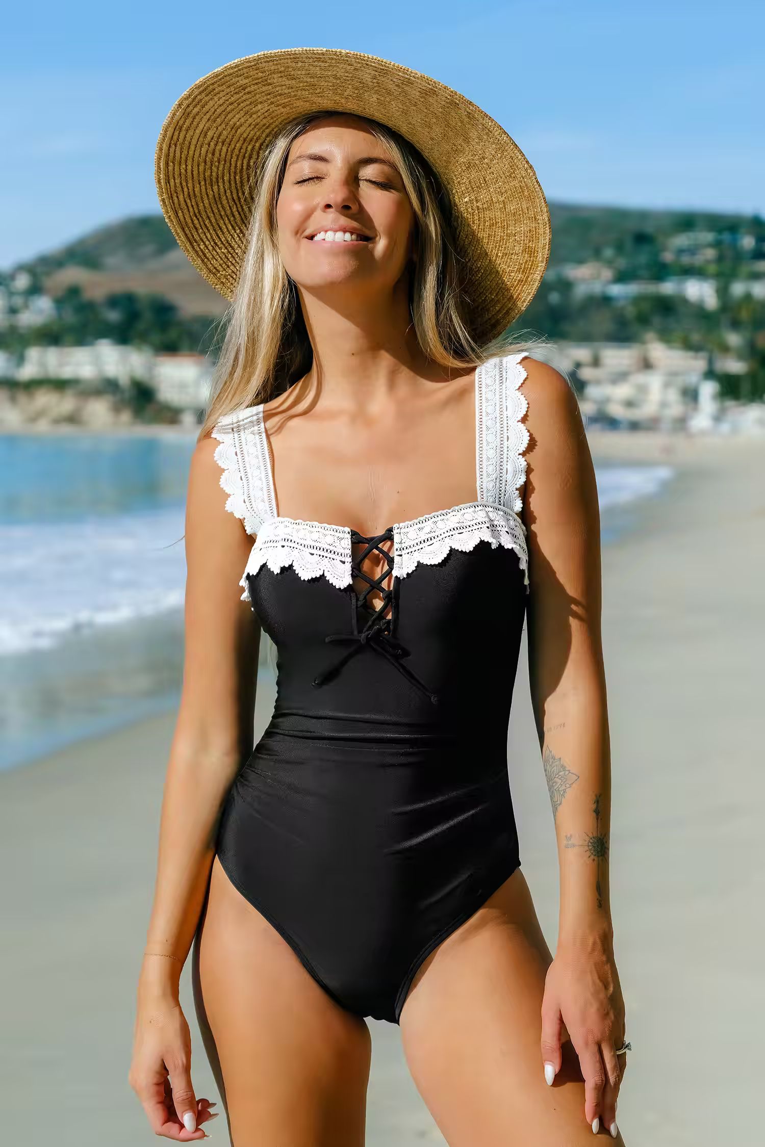 Sensorial Spring Lace-Up & Crochet One-Piece | Cupshe US