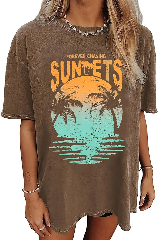 Womens Oversized Tshirt Flower Graphic Tees Nashville Music Short Sleeve Shirts Summer Casual Loo... | Amazon (US)