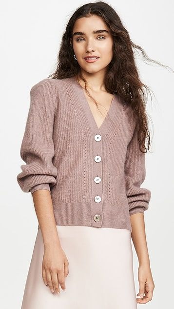 Cashmere Puff Sleeve Cardigan | Shopbop