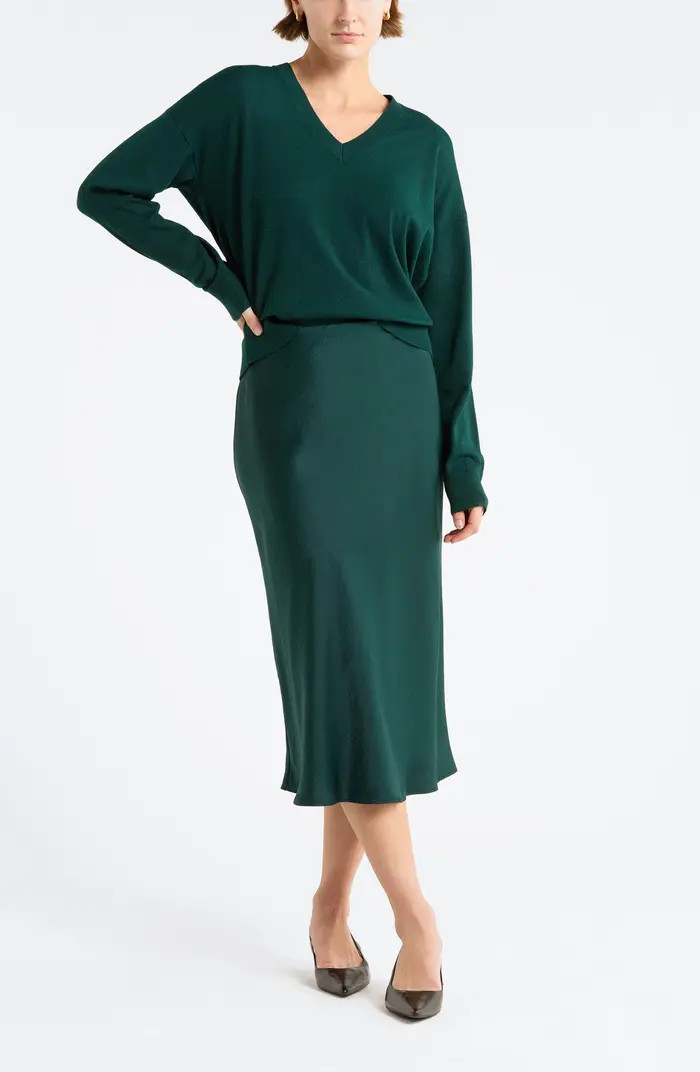 NORDSTROM RACK Textured Satin Midi Skirt | Nordstromrack | Nordstrom Rack