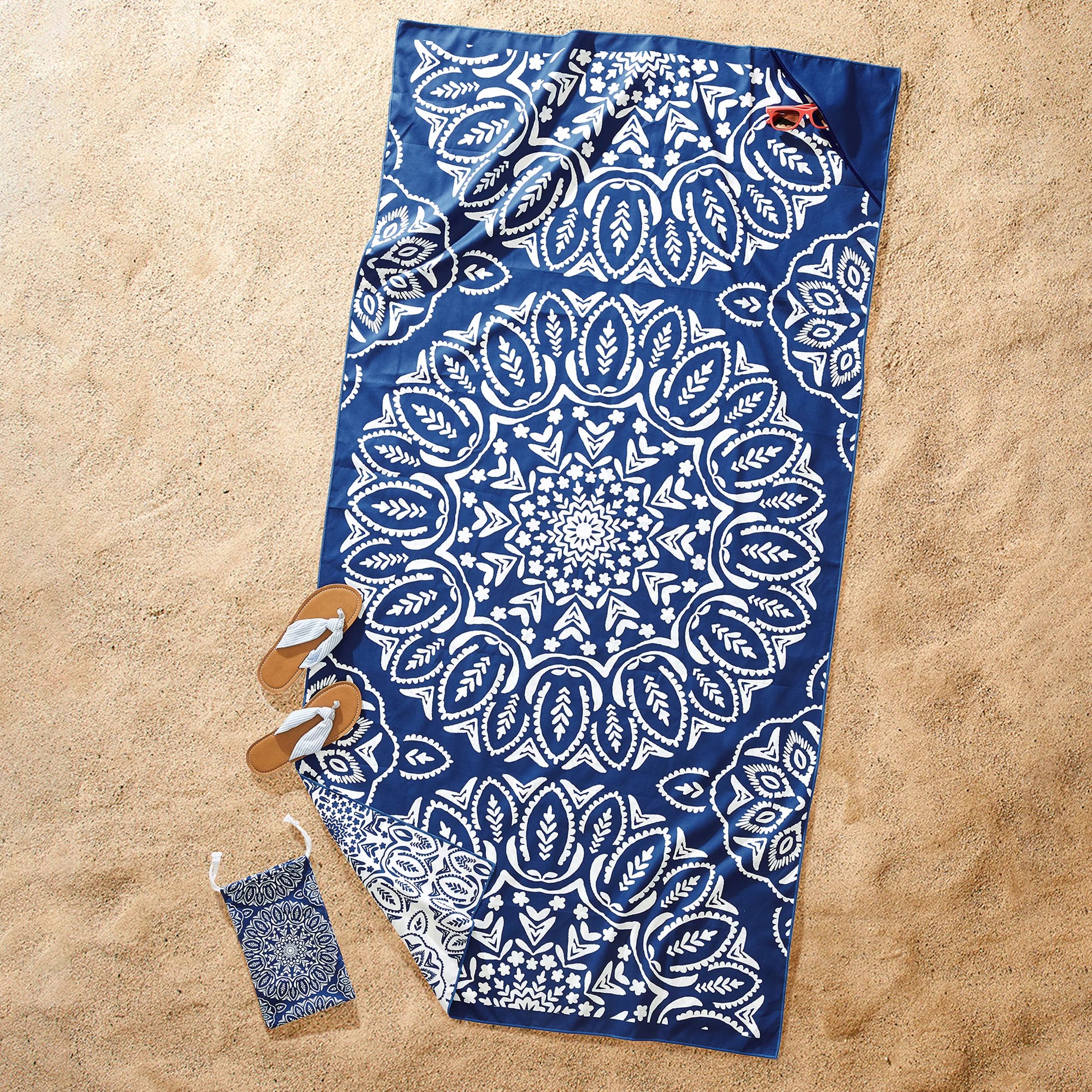 Better Homes & Gardens Blue Medallion Quick Dry Travel Beach Towel, 38" x 72" | Walmart (US)