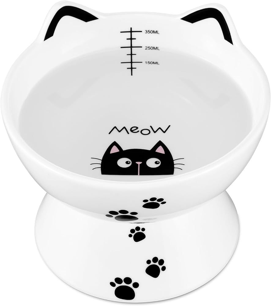 Yedio Porcelain Raised Cat Bowl, 15 oz, Anti-Slip, Elevated, Reduces Neck Burden, Dishwasher Safe | Amazon (US)