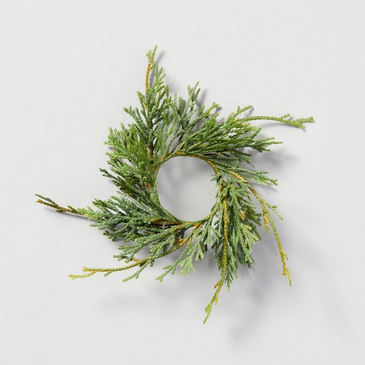 4pk Faux Cedar Sprig Plastic Napkin Ring Set - Hearth & Hand™ with Magnolia | Target