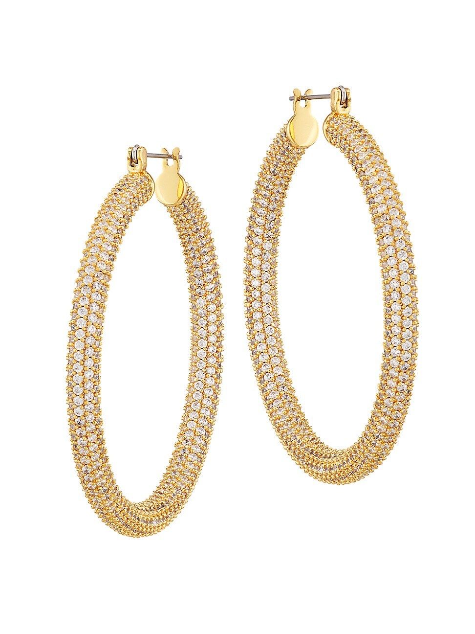 Amalfi 14K Gold-Plated & Cubic Zirconia Tube Hoop Earrings | Saks Fifth Avenue
