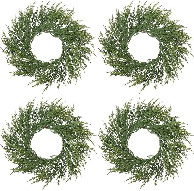 SARO LIFESTYLE Artificial Cypress Wreath - Set of 4, 9.5" x 9.5", Green | Amazon (US)
