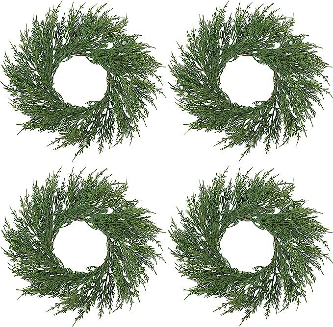 SARO LIFESTYLE Artificial Cypress Wreath - Set of 4, 9.5" x 9.5", Green | Amazon (US)
