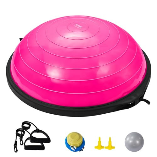 VEVOR 26-inch Half Exercise Ball Trainer, 1500 lbs Capacity Balance Ball, Includes Resistance Bands and Pump, Ideal for Full Body Workouts, Yoga, and Strength Training at Home Gym, Pink | Amazon (US)