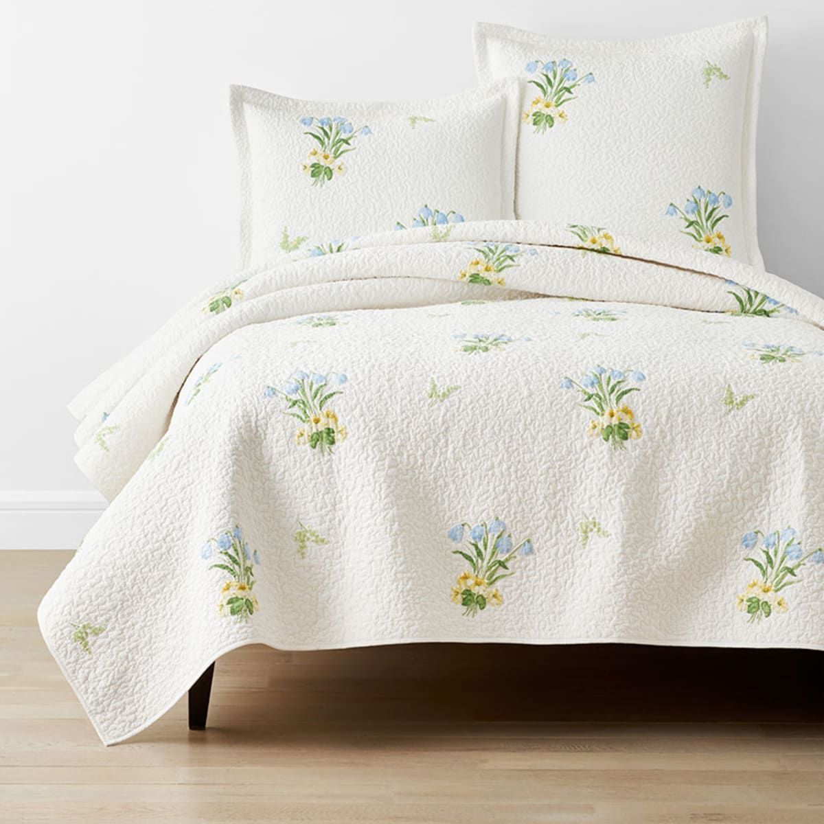 Cecelia Floral Cotton Matelasse Coverlet - White Multi, Twin | The Company Store