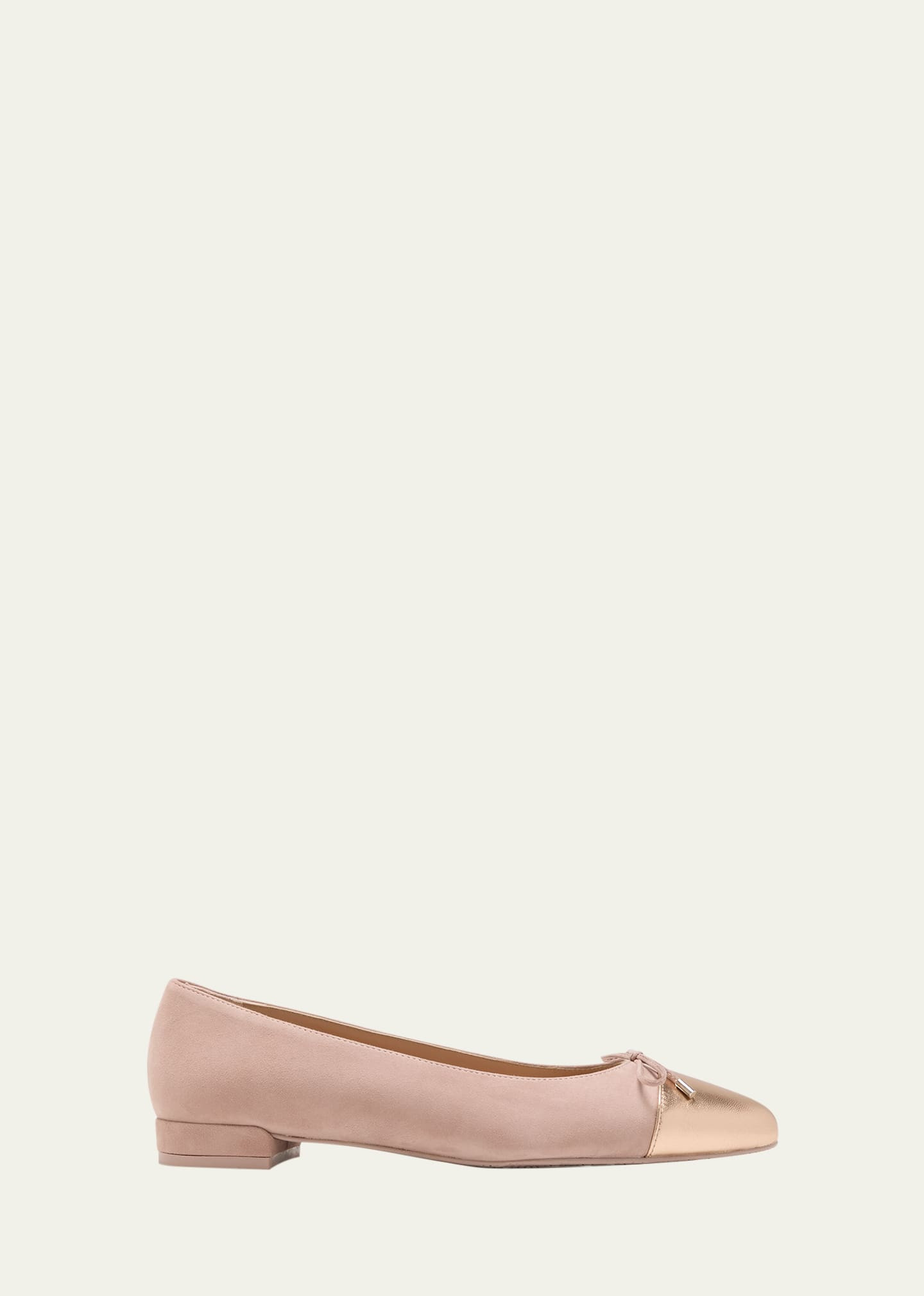 Stuart Weitzman Sleek Bicolor Bow Ballerina Flats | Bergdorf Goodman
