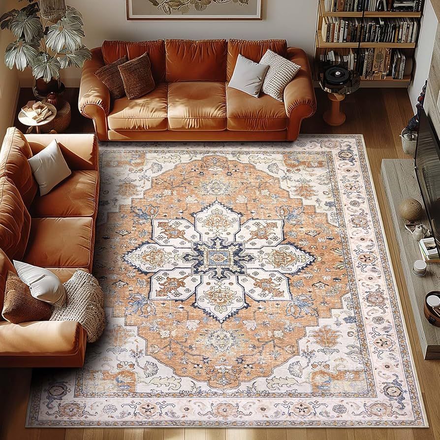 Area Rug for Living Room 8x10 - Vintage Washable Rugs Traditional Floor Carpet Soft Oriental Area... | Amazon (US)