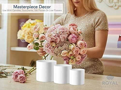 Flower Acrylic Vases Cylinders - Decorative Centerpiece Display for Home or Wedding - Non Breakable  | Amazon (US)