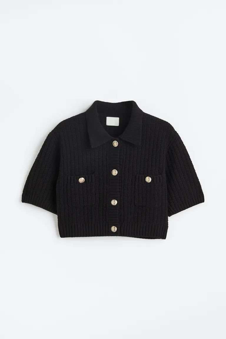 Rib-knit Cardigan with Collar | H&M (US)