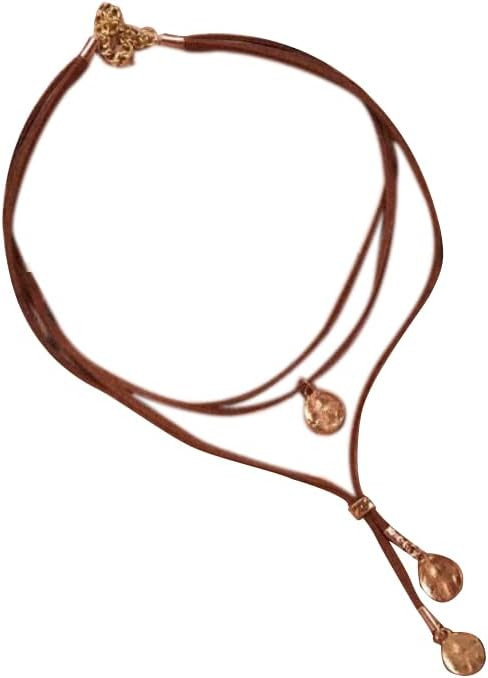 COLORFUL BLING Boho Black Brown Suede Choker Necklace Long Layered Feather Necklaces Birthday Gif... | Amazon (US)