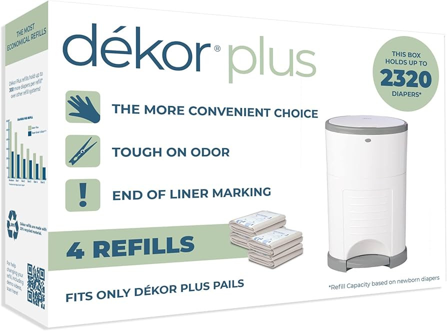 Diaper Dekor Plus Diaper Pail Refills | 4 Count | Most Economical Refill System | Quick & Easy to... | Amazon (US)