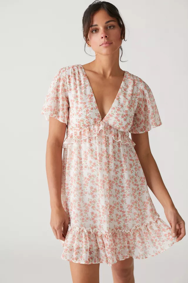 Kiss The Sky Ruffle Mini Dress | Urban Outfitters (US and RoW)