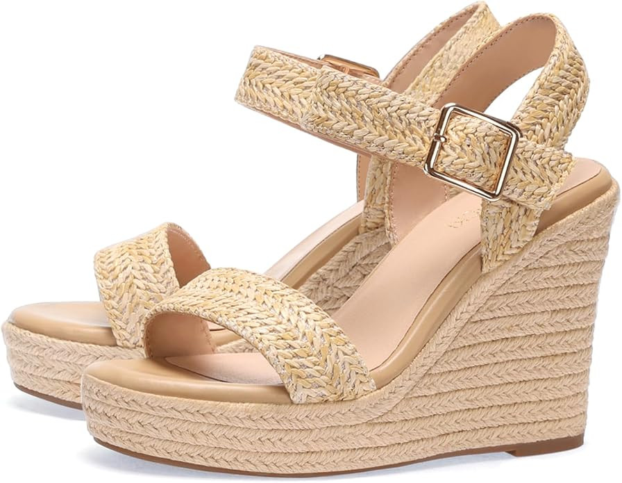 VICKI·VICKI Wedges for Women Platform Sandals Wedge Heels for Sandals Comfortable Summer Espadri... | Amazon (US)