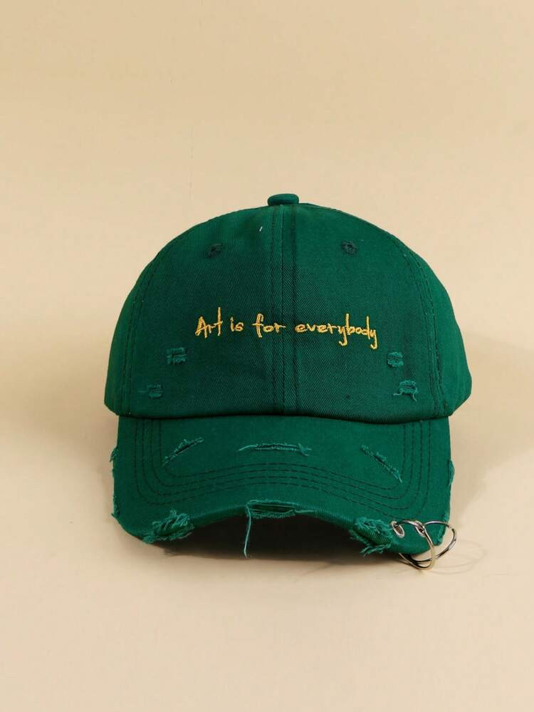 Men's Metal Ring "Art Is For Everybody" Baseball Cap, Adjustable Outdoor Sun Protection Casual Hat Suitable For Spring/Autumn Travel, Beach Vacation, Y2K Style Young Men | SHEIN