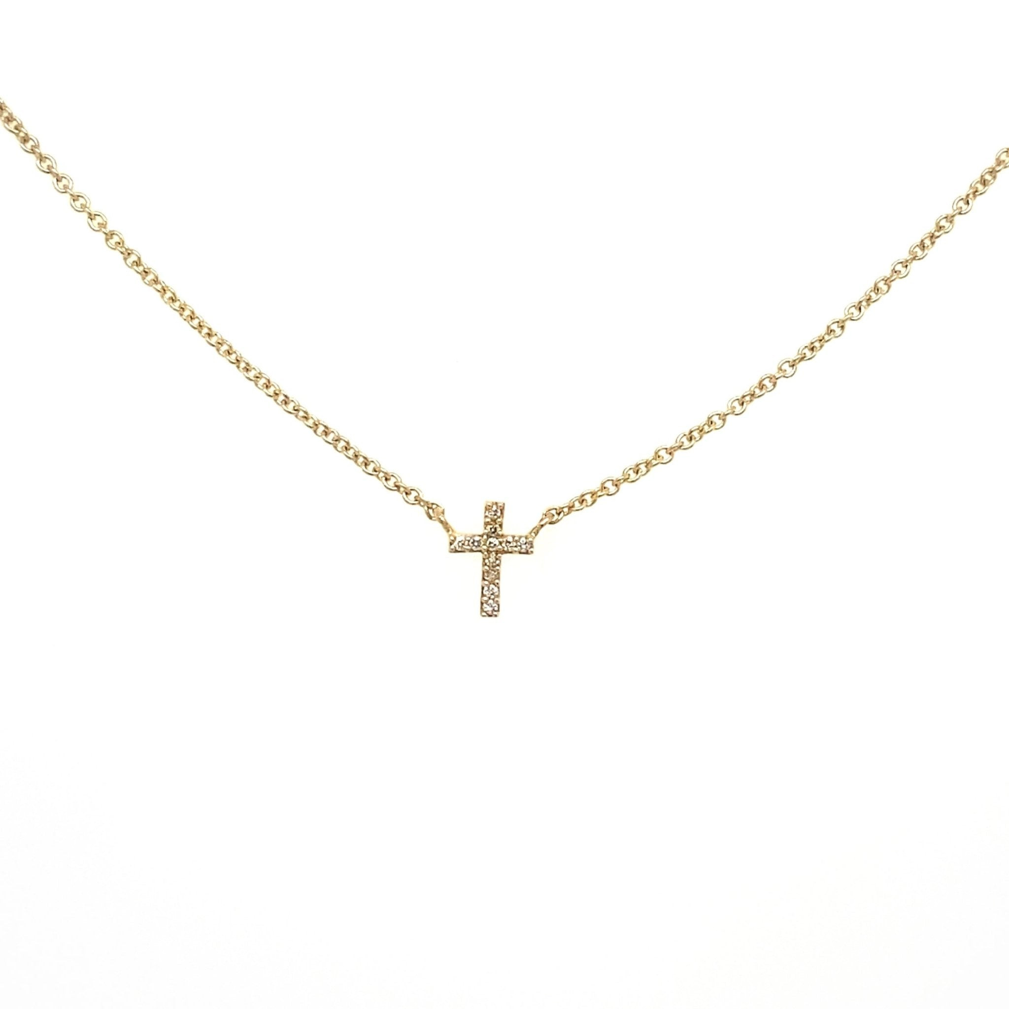 Petite Diamond Cross Necklace | LINDSEY LEIGH JEWELRY